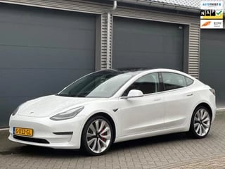 Tesla Model 3 Performance AWD 75 kWh 463 pk, parelmoer wit, 20 inch, panoramadak, LEDER, nl auto met nationale auto pas