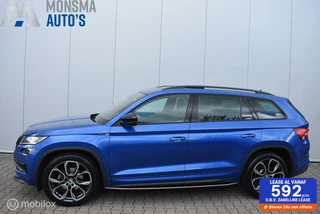 Hoofdafbeelding Škoda Kodiaq Skoda Kodiaq 1.5 TSI Sportline Racing Blue Pano Canton Virtual Keyless 20" LMV Uitkl. trekhaak | Zeer mooi!