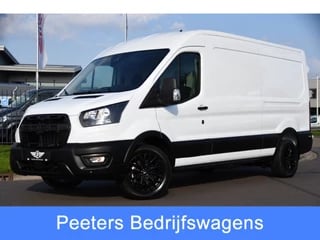 Ford Transit 350 2.0 TDCI L3H2 Black & White Edition Cruise, Carplay, Stoelverwarming, NAVI, 130PK, Multimedia, Sensoren, Trekhaak, UNIEK!