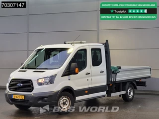 Ford Transit 105pk Dubbel Cabine Open Laadbak Trekhaak Airco Parkeersensoren Euro6 Pritsche Pickup Open Box Airco Trekhaak