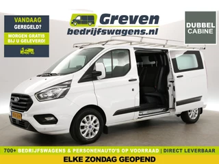 Ford Transit Custom 340 2.0 TDCI L2H1 | Dubbele Cabine | 5 Persoons | Automaat Camera Carplay LED Airco 2xSchuifdeur Trekhaak Imperiaal Navi Cruise PDC