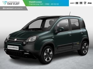 Fiat Panda Hybrid Pandina | Airco | Cruise | Priv Glass | Dakrails | 15" | PDC | Apple Carply | Forest Green