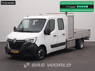 Renault Master 145PK Dubbel Cabine Open Laadbak met Kist Dubbellucht 3,5t Trekhaak LED Airco Cruise Zwaailampen Euro6 Pritsche Pickup Open Box DC Doka Mixto Airco Trekhaak Cruise control