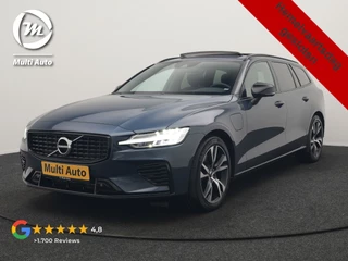 Volvo V60 T6 Recharge AWD R-Design PHEV 340pk Dealer O.H | Trekhaak Af Fabriek | Panodak | Harman / Kardon | Lederen Sportstoelen Memory & Ventilatie | Camera | Keyless | Stuur & Stoelen Verwarmd | Apple Carplay | Virtual | Navigatie | Cruise Control | DAB+ | 18" L.M | Plug In Hybrid |