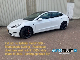 Tesla Model 3 Performance 4WD 486 pk 530 km WLTP 8 jaar garantie op accu 1e eigenaar €1000,- Marktplaatskorting