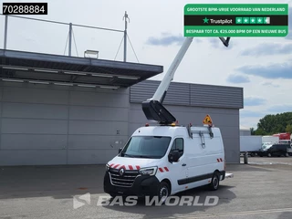 Renault Master 145PK Hoogwerker 11meter Werkhoogte Trekhaak LED Airco Cruise Camera Euro6 Nacelle Arbeitsbühne 1Personen Airco Trekhaak Cruise control