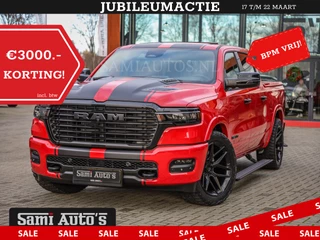 Dodge Ram Pick-Up PREMIUM 420PK 636 Nm | BOM VOL | HEAD + 14.4 INCH SCHERM + LUCHTVERING | PRIJS MET LPG EN COVER EN GARANTIE | DUBBELE CABINE | PICK UP | 5 PERSOONS | DC | GRIJSKENTEKEN | PR4 FLAME RED | VOORRAAD NR 2226 - 4993