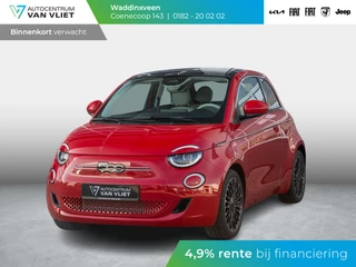 Fiat 500e La Prima 42 kWh | Clima | Cruise | Leder | 17" | Priv Glass | Winter Pack | JBL Sound | BSM | Apple Carplay