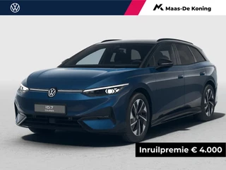 Hoofdafbeelding Volkswagen ID.7 Volkswagen ID.7 Pro Limited Edition 77 kWh accu 286 PK · Draadloze telefoonlader · 360 camera · verwarmde voorstoelen · Trekhaak inklapbaar, met elektrische ontgrendeling · Prijs is inclusief inruilpremie ·