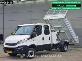 Iveco Daily 35C14 Open Laadbak Dubbel Cabine met Kist Dubbellucht 3,5t Trekhaak Airco Cruise Euro6 Pritsche Pickup Open Box 2m3 Airco Trekhaak Cruise control