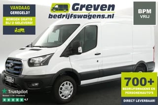 Ford E-Transit Trend 390 L2H2 BPM Vrij | Snelladen | 5.000,- Subsidie mogelijk! | Elektrisch | Automaat Airco Carplay ACC 360Camera Navi PDC 3 Persoons DAB+