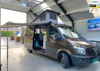 Mercedes-Benz Sprinter 316 2.2 CDI Automaat. 6-Pers. Camper, Slaap-Hef-dak, Luifel, Fietsendrager, Airco, Luchtvering stoelen.