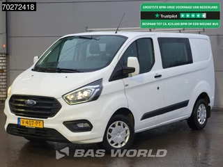 Ford Transit Custom 105pk Dubbel Cabine Imperiaal Trekhaak Airco Cruise Parkeersensoren Euro 6 L1H1 Doka Mixto 4m3 Airco Dubbel cabine Trekhaak Cruise control