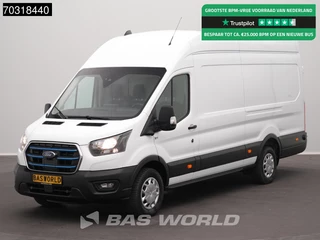 Ford e-Transit 184pk Elektrisch 68kWh 317km WLTP L4H3 Hoog Dak Navi Airco Cruise Parkeersensoren v+a SYNC4-Display CarPlay L4 Airco Cruise control
