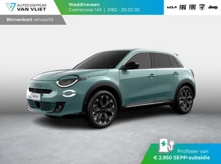 Fiat 600e La Prima 54 kWh | Clima | Adapt. Cruise | Camera | BSM | 18" | Stoelverwarming | Apple Carplay | Elektr. A-Klep | *SEPP Subsidie € 2.950,-