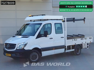 Mercedes Sprinter 514 CDI Automaat Euro6 HIAB T-018 Dubbel Cabine Dubbellucht Navi Trekhaak Airco Pickup Crane Pritsche Airco Dubbel cabine Trekhaak