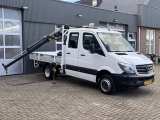 Mercedes-Benz Sprinter 2.0 513 CDI 130pk DC Laadkraan Hiab 017T Airco Trekhaak 2000kg Open laadbak Euro 6 Pick-up 1e eigenaar Dubbele cabine Bakwagen Autolaadkraan Kraan