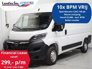 Opel Movano 2.2D 140 pk L2H2 Navi, Camera, Aut. Airco Apple Carplay, Cruise Control, 270 Graden Deuren, 3-Zits, Nieuw overjarig