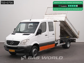 Mercedes Sprinter 513 CDI Dubbel Cabine Kipper met Kist Dubbellucht Trekhaak Airco Cruise Euro6 Tipper Benne Kieper Airco Trekhaak Cruise control