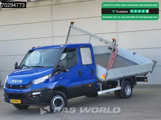 Iveco Daily 70C17 Drie-Zijdige 3.0L Kipper 7-tons Kraan Dubbellucht 170PK 3,5t Trekhaak Airco Tipper Benne Kieper Kraanwagen Crane Kranwagen Airco Dubbel cabine Trekhaak