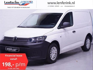 Volkswagen Caddy 2.0 TDI 75 pk Airco, va 198,- p/mnd, Bluetooth Laadruimte Pakket, Elek. Pakket, 2-Zits