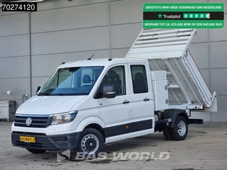 Volkswagen Crafter 177pk Dubbel Cabine Kipper met Kist Dubbellucht 3,5t Trekhaak Airco Cruise Tipper Benne Kipper Airco Dubbel cabine Trekhaak Cruise control