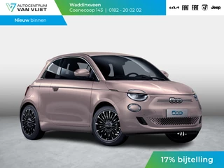 Fiat 500e 3+1 La Prima 42 kWh | 17% Bijtelling | Clima | Cruise | Leder | 17" | Priv Glass | Winter Pack | JBL Sound | BSM | Apple Carplay
