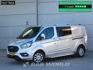 Ford Transit Custom 170pk Automaat Dubbel Cabine 2x Schuifdeur Limited LED Navi Trekhaak Airco Cruise Camera Parkeersensoren L2 Doka Mixto 4m3 Airco Trekhaak Cruise control