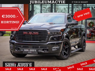 Dodge Ram Pick-Up NIGHT PREMIUM 2025 | BOM VOL + 14.4 INCH SCHERM | LUCHTVERING | HUD | HURRICANE 420PK 636 Nm | PRIJS MET LPG EN COVER EN GARANTIE | DUBBELE CABINE | PICK UP | 5 PERSOONS | DC | GRIJSKENTEKEN | VOORRAAD NR 2287 - 3384