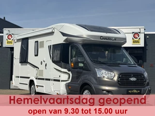Ford Transit Chausson Flash 718 EB queensbed+hefbed fietsenrek zonnepaneel elktr schotel tv hordeur remis plisse