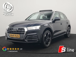 Audi Q5 50 TFSI e quattro S Line Plug In Hybrid 299pk Dealer O.H. PHEV | Panodak | 20"L.M Rotor | Apple Carplay | Lederen Sportstoelen Verwarmd | Keyless | Navigatie | Virtual |