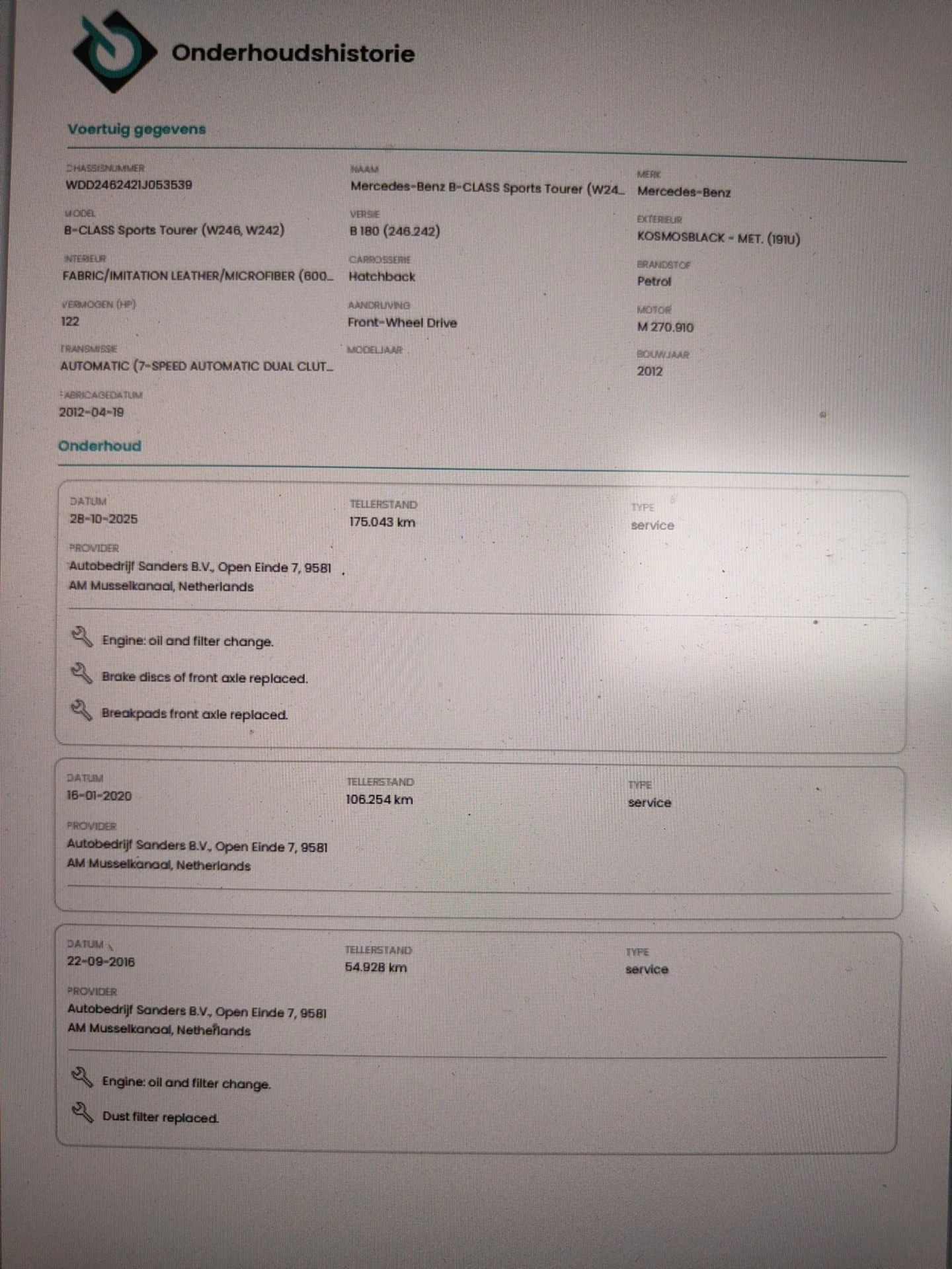 Hoofdafbeelding Mercedes-Benz B-Klasse