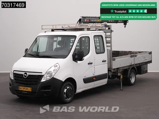 Opel Movano 145PK Kraanwagen Hiab T-CLX 023 B-3 Dubbellucht Open Laadbak 3,5t Trekhaak Airco Cruise Euro6 Pritsche Pickup Open Box Kranwagen Kraan Kran Crane Airco Trekhaak Cruise control