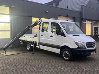 Mercedes-Benz Sprinter 513 CDI 130pk DC Laadkraan Hiab 017T Airco Trekhaak 2000kg Open laadbak Euro 6 Pick-up 1e eigenaar Dubbele cabine Bakwagen Autolaadkraan Kraan