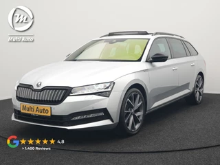 Škoda Superb Combi 1.4 TSI iV Sportline Business Plug In Hybrid 218pk Dealer O.H PHEV | Trekhaak Af Fabriek | Panodak | Adaptive Cruise | Alcantara Sportstoelen Memory & Verwarmd | Sfeerverlichting | Apple Carplay | Stuur Verwarmd | Virtual | Keyless | DAB | 19"L.M |