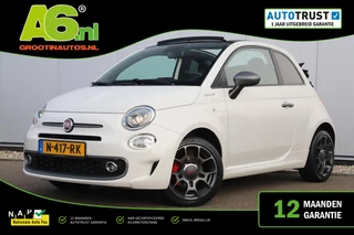 Fiat 500 C 1.0 Hybrid Sport Cabrio 16 inch LMV Half Leder Navigatie Carplay Android Climate Cruisecontrol Rode Remklauwen Super Netjes!