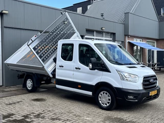 Hoofdafbeelding Ford Transit Ford Transit 350 2.0 TDCI DC 3-zijdenkipper Airco Cruise controle Trekhaak 2800kg Telefoonvoorbereiding Navigatie Kipper Kieper 7-Persoons Euro 6 open laadbak P-up Bakwagen Bpm vrij voor particulier gebruik!!