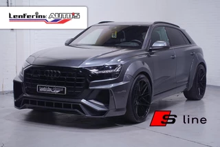 Hoofdafbeelding Audi Q8 Audi Q8 55 TFSI quattro Prior bodykit en tuning 430PK pano digi-cockpit Vossen 23"lmv head-up keyless entry en start Matrix verlichting  4-zone clima ACC black-line B&O 360 Camera Led-verlichting lane-assist