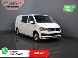 Volkswagen Transporter T6 2.0 TDI 150 pk DSG Aut. L2 Highline E6 DC Dubbel Cabine BPM VRIJ! Carplay/ Alarm/ Leder/ Cruise/ PDC/ Sidebars/ Trekhaak/ LMV/ DAB