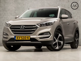 Hoofdafbeelding Hyundai Tucson Hyundai Tucson 1.6 T-GDi Premium 4WD 177Pk Automaat (NAVIGATIE, KEYLESS, STOELVERWARMING VOOR/ACHTER, CAMERA, LEDER, ELEK SPORTSTOELEN, GETINT GLAS, STOELKOELING, LANE ASSIST, TREKHAAK, NIEUWE APK, NIEUWSTAAT)