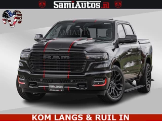 Dodge Ram Pick-Up NIGHT PREMIUM | 426PK | STRIPING | LUCHTVERING | HUD | PANO | 360 CAM | Full Option | LIMITED WHEELS | De Meest Luxe in zijn Klasse | Comfortabele Dubbele Cabine met Royale 5 Zitplaatsen | EERSTE EIGENAAR | SMOKE PACK | BOM VOL |