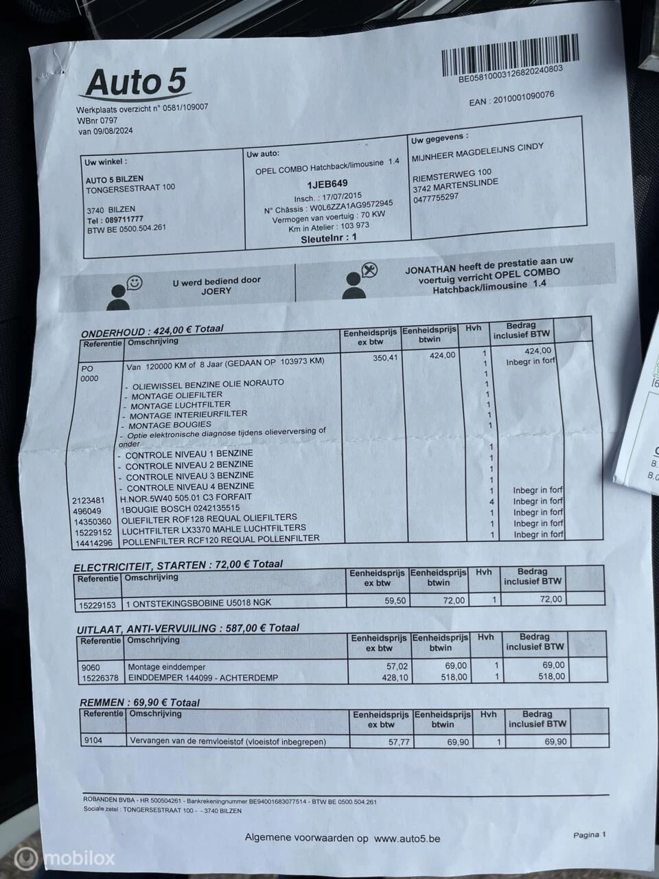 Hoofdafbeelding Opel Combo