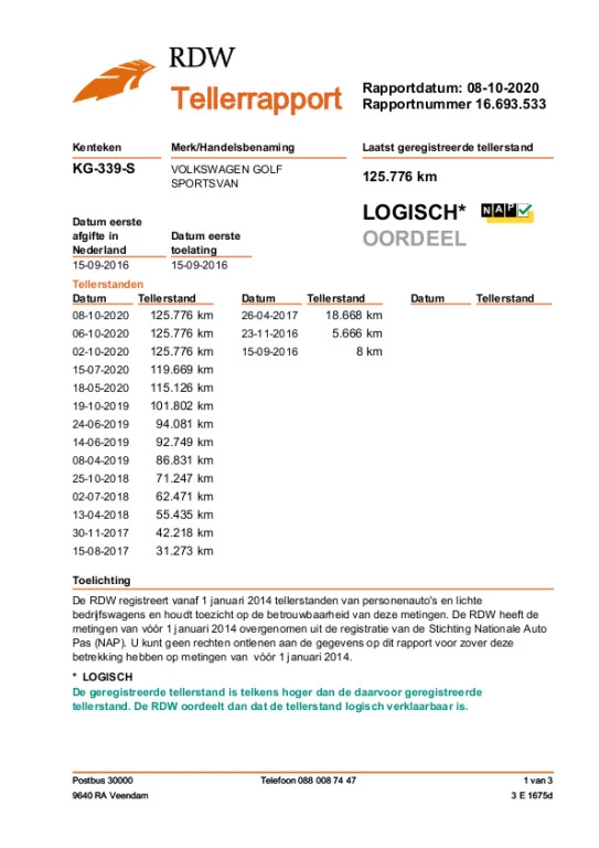 Hoofdafbeelding Volkswagen Golf Sportsvan