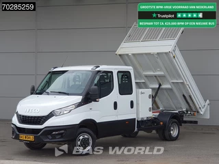 Iveco Daily 35C16 3.0L Open Laadbak met Kist Dubbel Cabine Dubbellucht Navi Airco Cruise Camera Euro6 Pritsche Pickup Open Box 2m3 Airco Trekhaak Cruise control