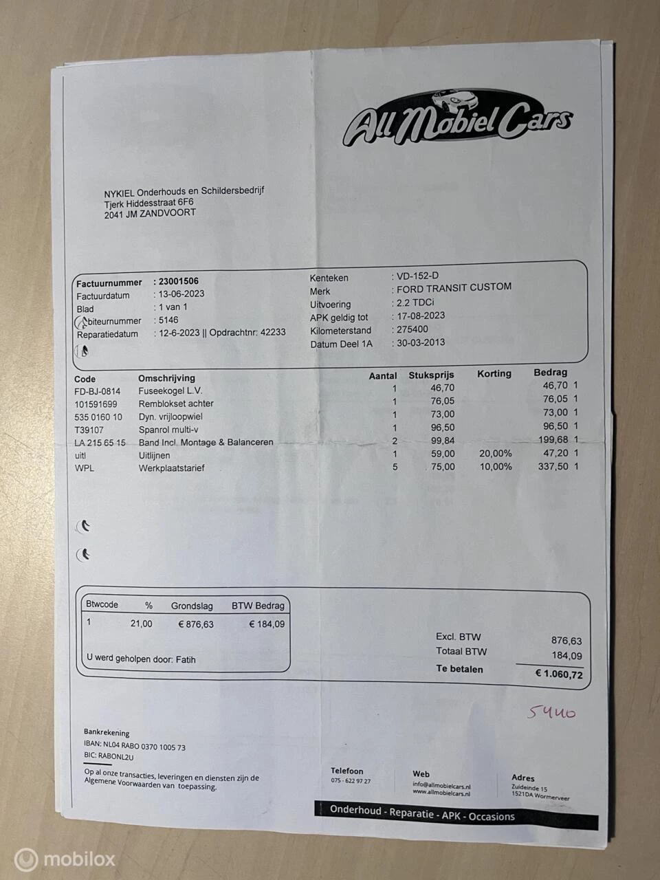 Hoofdafbeelding Ford Transit Custom