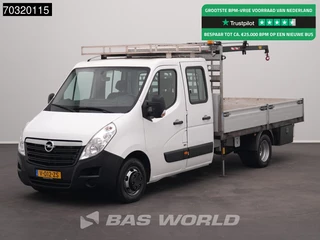 Opel Movano 145PK Kraanwagen HIAB T-CLX 018 B-2 Dubbel Cabine Open Laadbak Dubbellucht 3,5t Trekhaak Airco Cruise Euro6 Crane Kran Kranwagen Pritsche Pickup Open Box Airco Trekhaak Cruise control