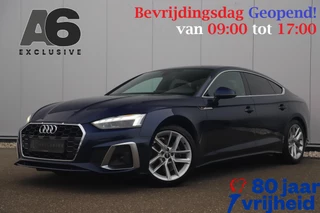 Audi A5 Sportback 35 TDI S-Line edition Automaat Navarra Blue Full LED Wegklapbare Trekhaak Virtual Cockpit Navigatie Achteruitrijcamera Clima Cruise Parkeersensor Half Leder Sportstoelen Draadloos Carplay