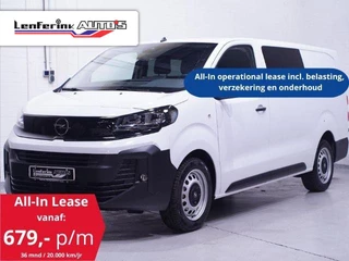 Hoofdafbeelding Opel Vivaro Opel Vivaro 120 pk Dubbel Cabine L3 ALL-IN Lease, Navi Cruise Control, Laadruimte Pakket, PDC achter, Apple Carplay, 6-Zits