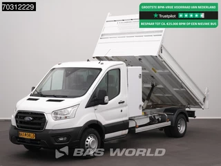 Ford Transit 170pk Kipper met Kist 3,5t Trekhaak Dubbellucht Airco Cruise Euro6 Tipper Benne Kieper Airco Trekhaak Cruise control