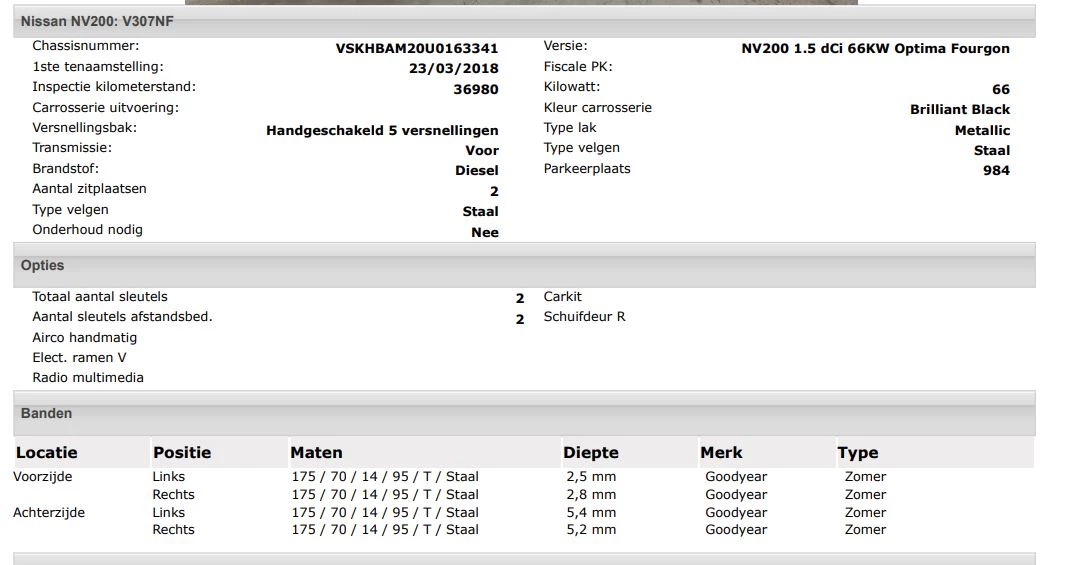 Hoofdafbeelding Nissan NV200